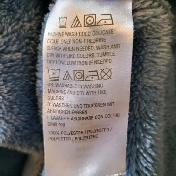 AnyBody Women's Hooded Plush Zipper Front Poncho Size XL/1X Blue - Picture 10 of 10